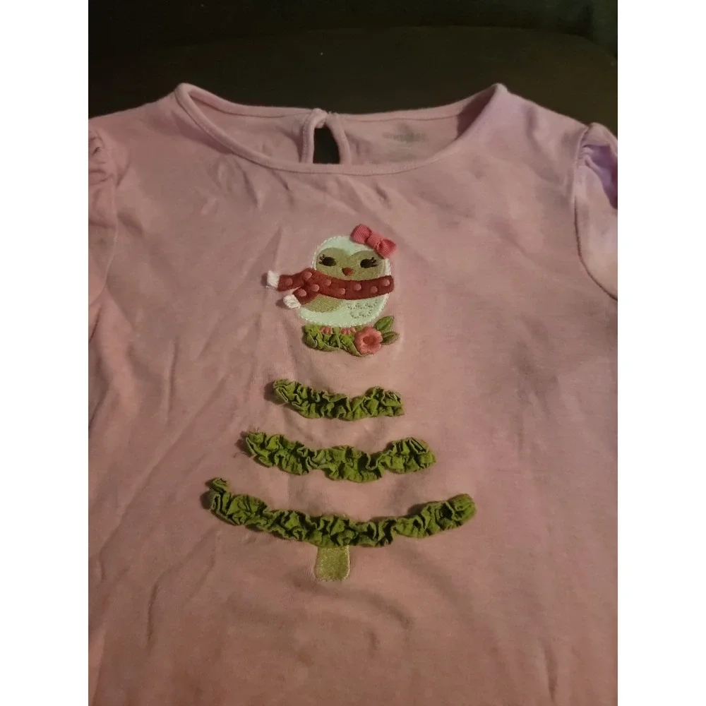 Gymboree cozy owl pink Christmas tree‎ top size 5t